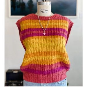 NWT MOTHER boat neck stripe alpaca blend sweater vest